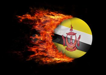 Concept of speed - Flag with a trail of fire - Brunei