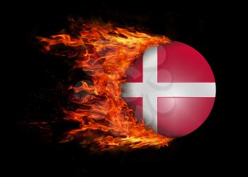 Concept of speed - Flag with a trail of fire - Denmark