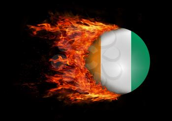 Concept of speed - Flag with a trail of fire - Ivory Coast
