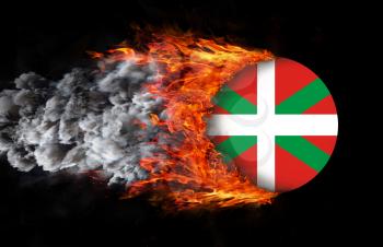 Concept of speed - Flag with a trail of fire - Basque Country