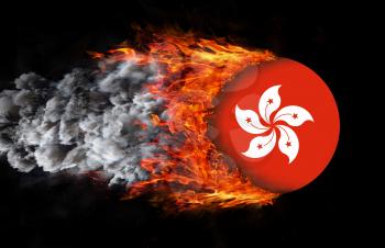 Concept of speed - Flag with a trail of fire - Hong Kong