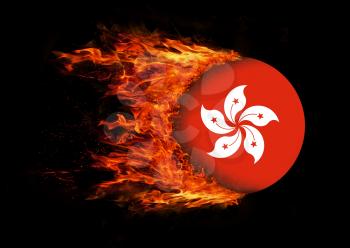 Concept of speed - Flag with a trail of fire - Hong Kong