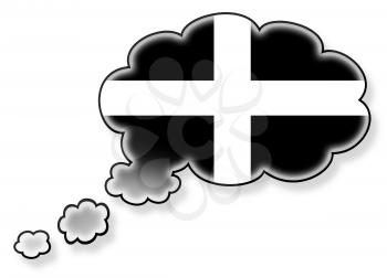 Flag in the cloud, isolated on white background, flag of Cornwall