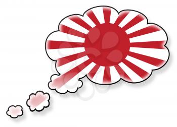 Flag in the cloud, isolated on white background, flag of Japan