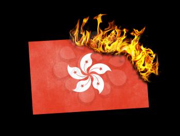 Flag burning - concept of war or crisis - Hong Kong