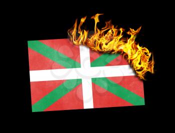 Flag burning - concept of war or crisis - Basque Country