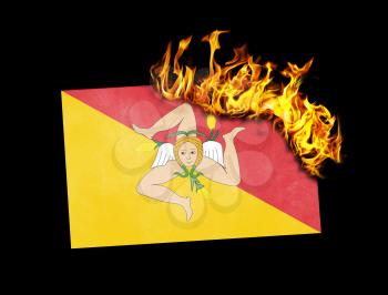 Flag burning - concept of war or crisis - Sicily