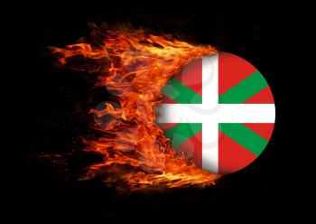 Concept of speed - Flag with a trail of fire - Basque Country
