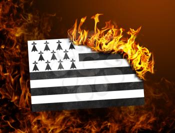 Flag burning - concept of war or crisis - Brittany