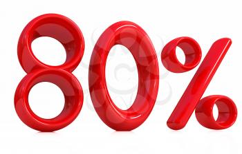 3d red 80 - eighty percent on a white background