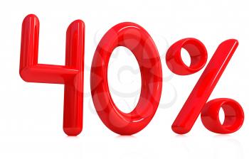 3d red 40 - forty percent on a white background