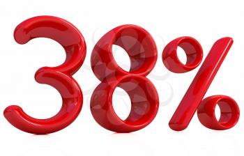3d red 38 - thirty eight percent on a white background