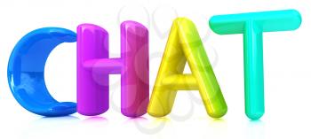 colorful 3d text chat on a white background