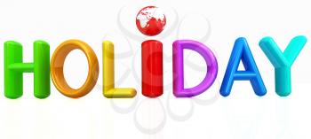 3d colorful text holiday on a white background