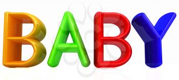 3d colorful text buby on a white background