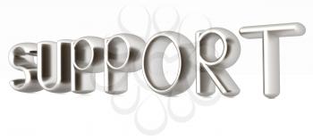 support 3d metal text on a white background