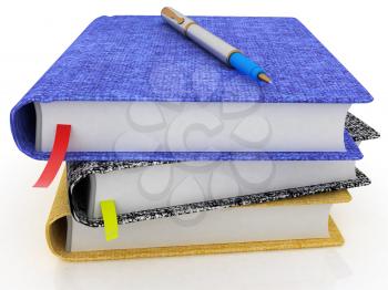 pen on notepad stack on a white background