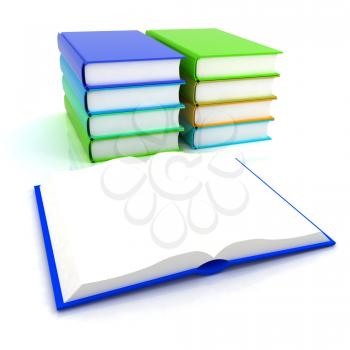 colorful real books on white background