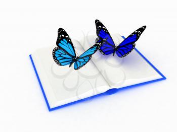 butterfly on a book on a white background