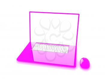 Pink laptop on a white background