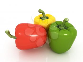 Bell peppers (bulgarian pepper) on a white background