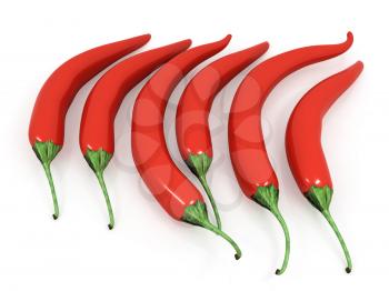 red hot chili peppers on a white background