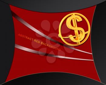 Dollar icon on abstract red background with place for your text