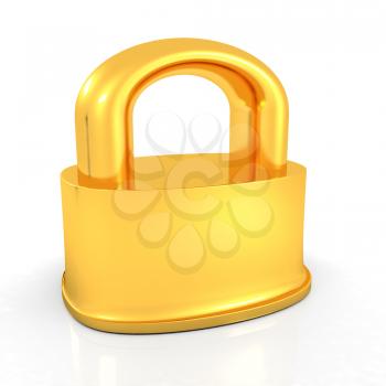 Gold lock 3d model illustration