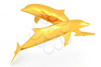 golden dolphin on a white background