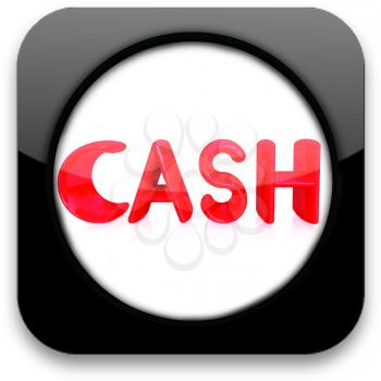 Glossy icon with text ' cash' 