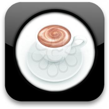 Glossy icon with cup of coffee 