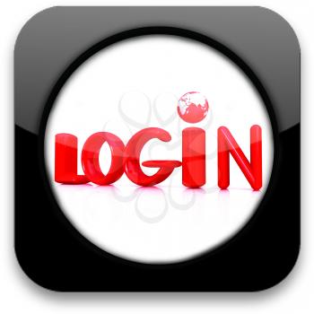 Glossy icon with text login 
