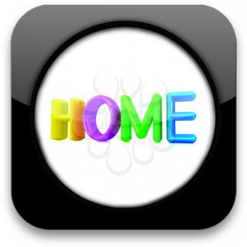 Glossy icon with colorful text home 