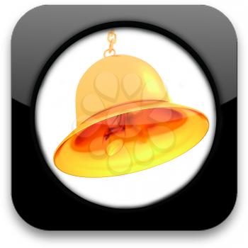Glossy icon with Gold bell 