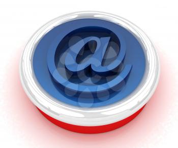 Button email Internet push on a white background