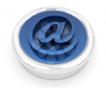 3d button email Internet push  on a white background