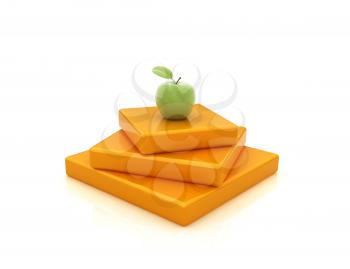 Abstract structure with apple. Japanese still life on a white background