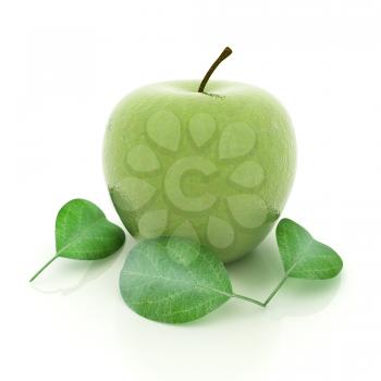 apple with leaf on a white background