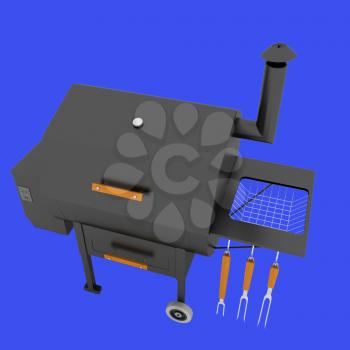 oven barbecue grill on a blue background