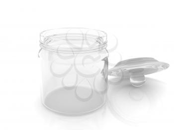 Empty glass jar with cover isolated on white background 