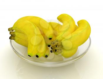 bananas on a plate on a white background