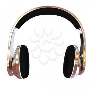 Chrome headphones on a white background