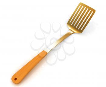 Gold cutlery on white background 
