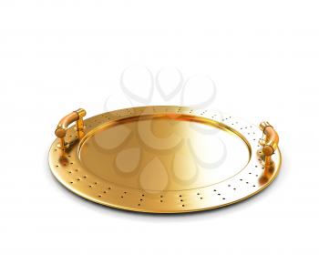 Gold salver on a white background