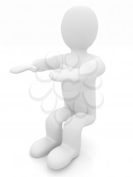 3d man isolated on white. Series: morning exercises - hands forward and squatting