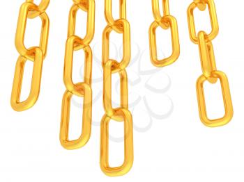 gold chains on white background - 3d illustration