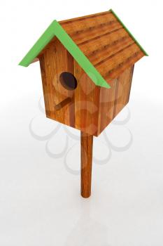Nest box birdhouse on a white background