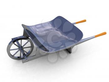 metal wheelbarrow on a white background