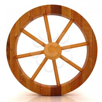 wooden wheel on a white background