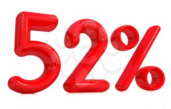 3d red 52 - fifty two percent on a white background